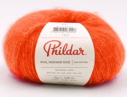 Fil mohair et soie - rouge corail