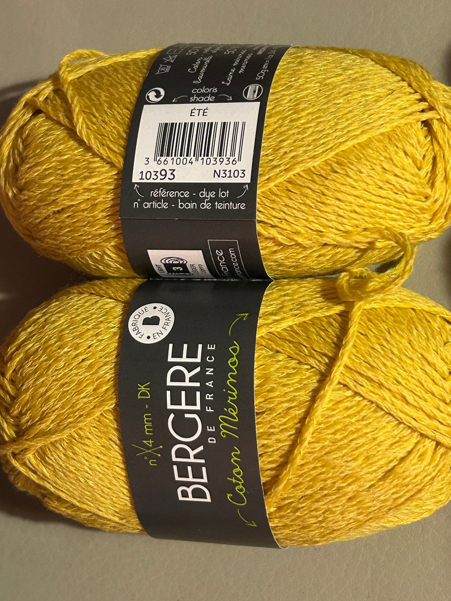 Lot de 2 pelotes coton merinos - couleur été