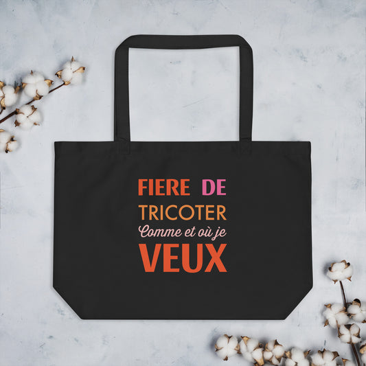 Grand tote bag bio - Fière de tricoter