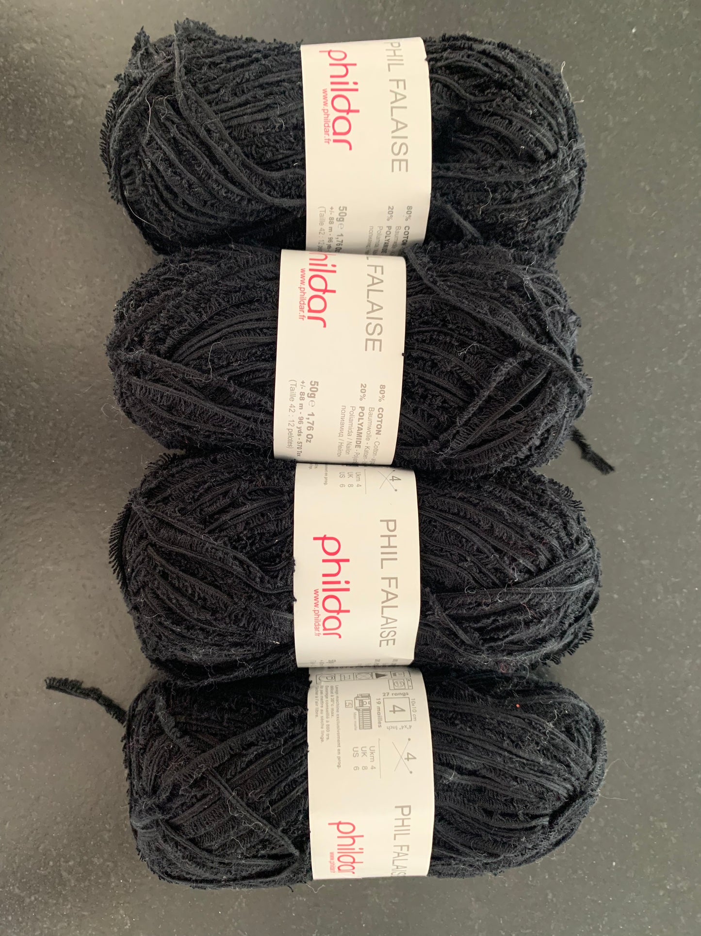 Lot de 4 pelotes Phil Falaise - couleur noir